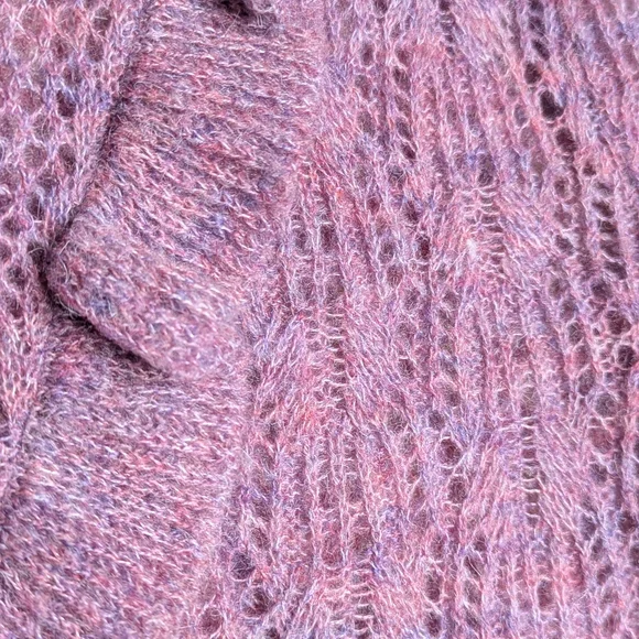 Bishop + Young Ruffle Lace Knit Sweater Purple Mock Neck M - Picture 5 of 9